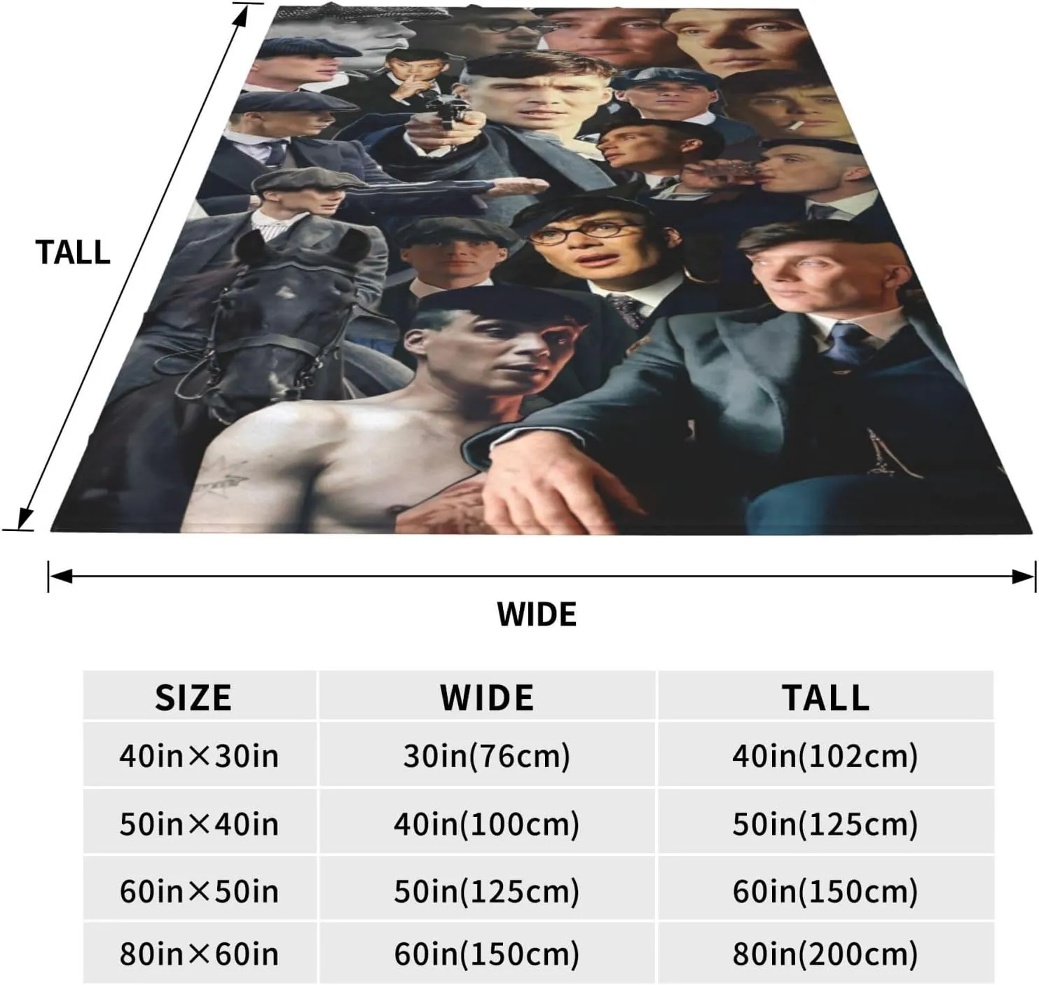 Cillian Murphy Blanket Flannel Fleece Printed Throw Blankets Ultra Soft Micro Warm Blanket for All Season Bedding Chair Sofa Couch Bed 50"x40"