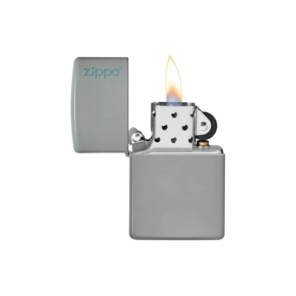 Classic Flat Grey Zippo Logo Lighter