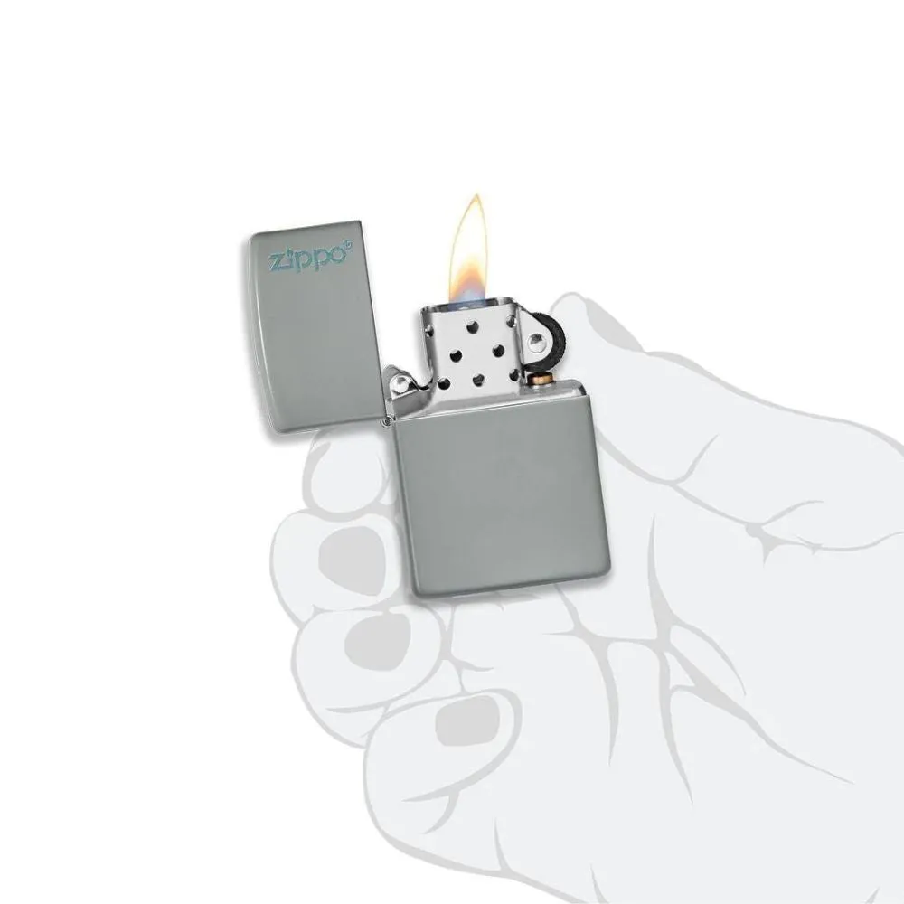 Classic Flat Grey Zippo Logo Lighter