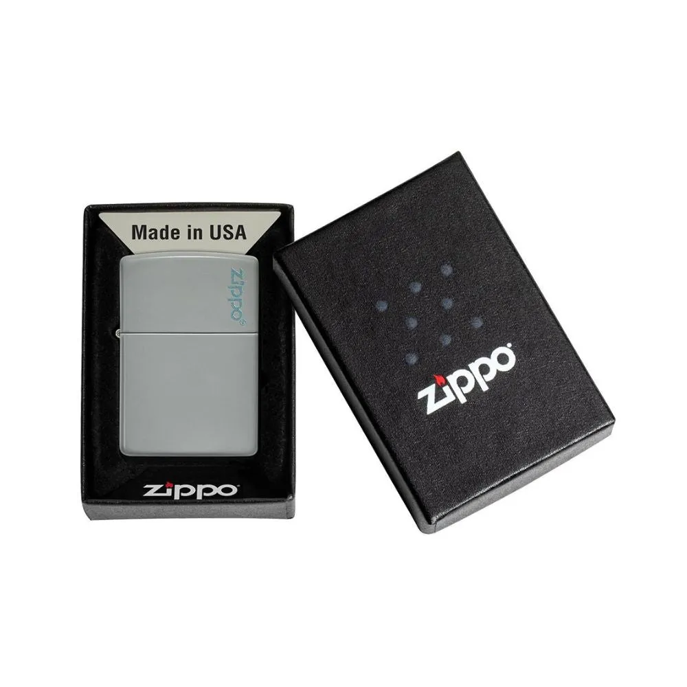 Classic Flat Grey Zippo Logo Lighter