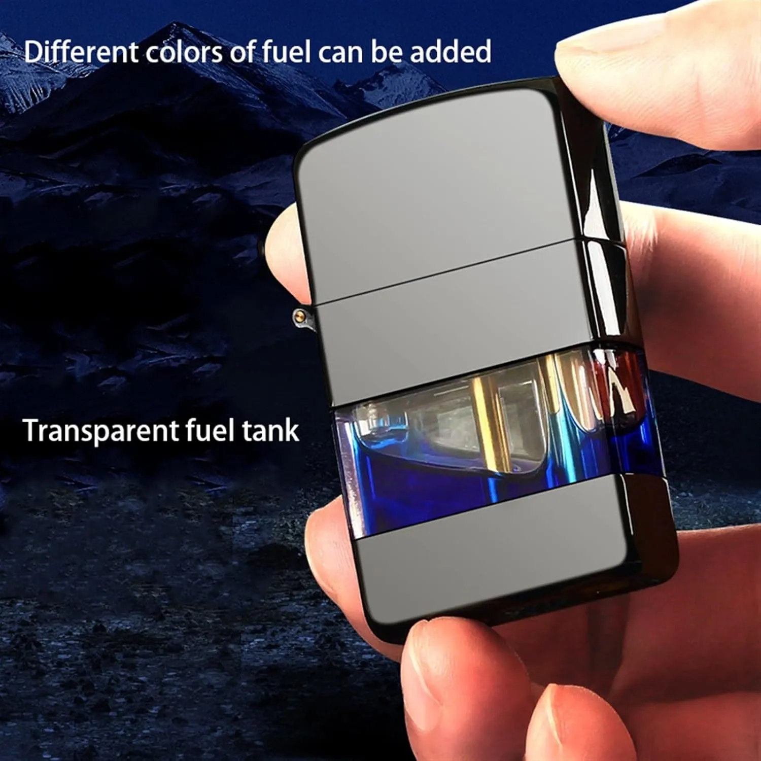 Classic Kerosene Lighter, Visible Transparent Fuel Tank, Windproof Lighter, refillable Combustion Lighter, Metal Body Suitable for Collecting Camping Gifts and Men's Gifts (Color : B)