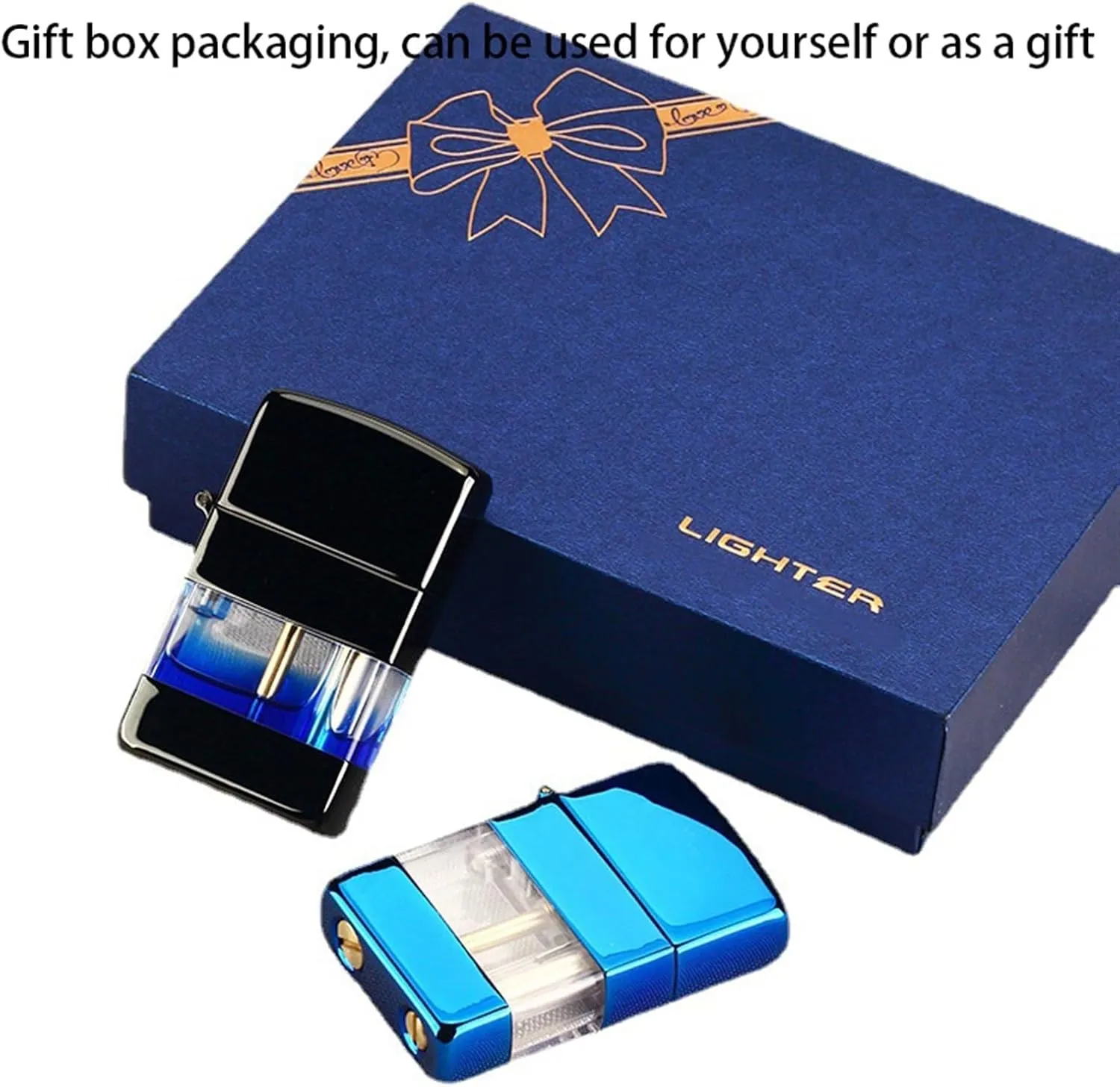 Classic Kerosene Lighter, Visible Transparent Fuel Tank, Windproof Lighter, refillable Combustion Lighter, Metal Body Suitable for Collecting Camping Gifts and Men's Gifts (Color : B)