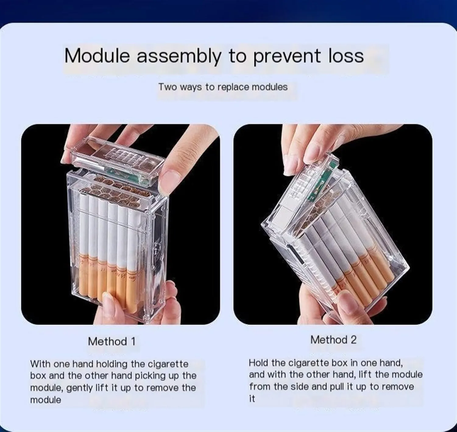 Clear Case Lighter, USB Rechargeable, Windproof, Waterproof, 2-in-1 Portable Lighter, Holds 20 Packs of Cigarettes (Color : E)