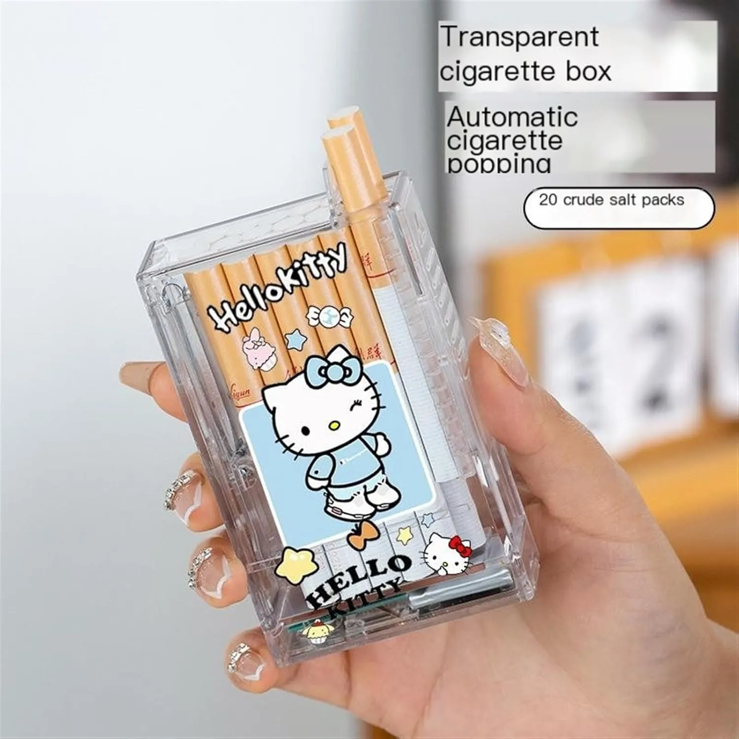 Clear Case Lighter, USB Rechargeable, Windproof, Waterproof, 2-in-1 Portable Lighter, Holds 20 Packs of Cigarettes (Color : E)