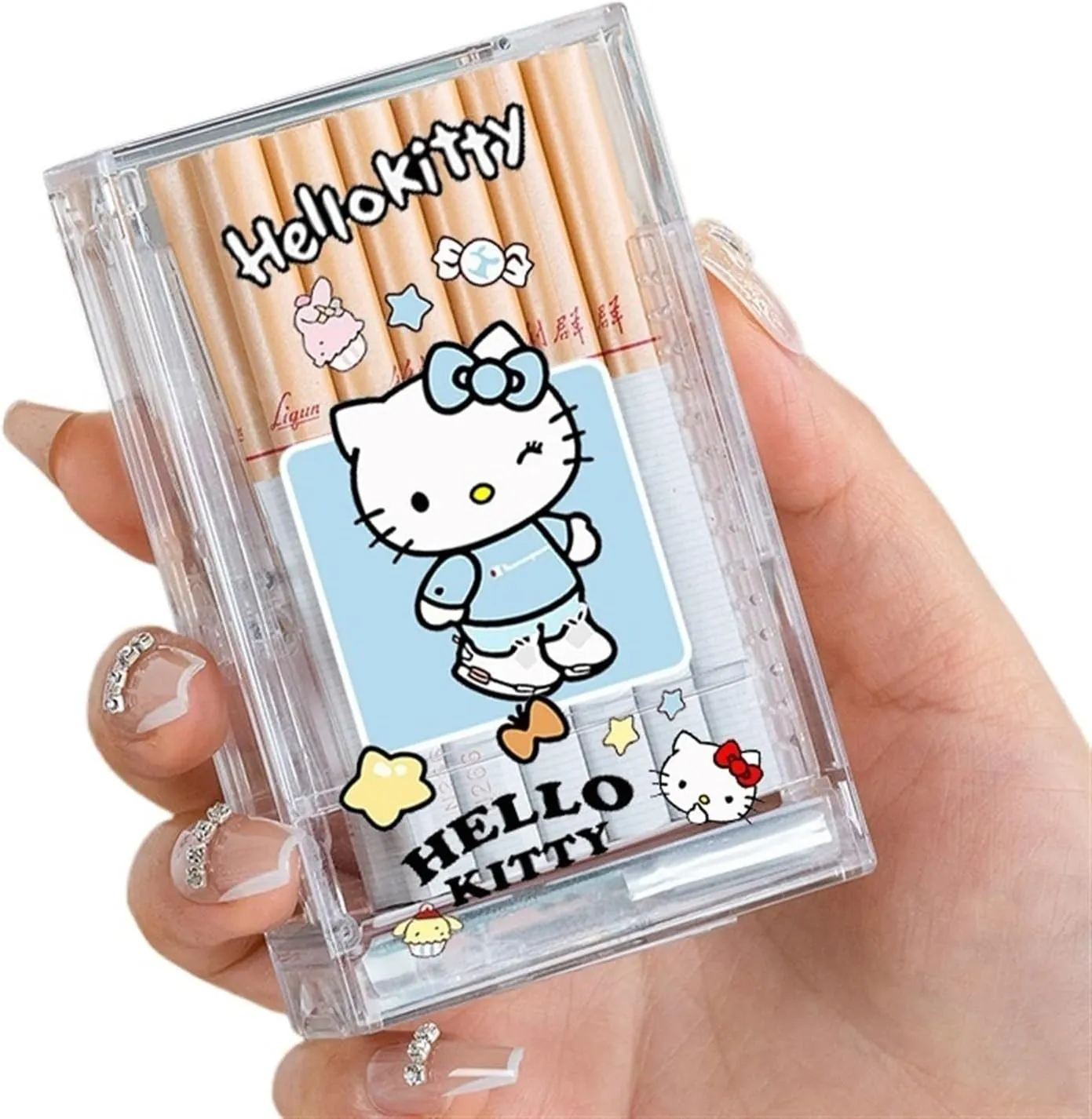 Clear Case Lighter, USB Rechargeable, Windproof, Waterproof, 2-in-1 Portable Lighter, Holds 20 Packs of Cigarettes (Color : E)