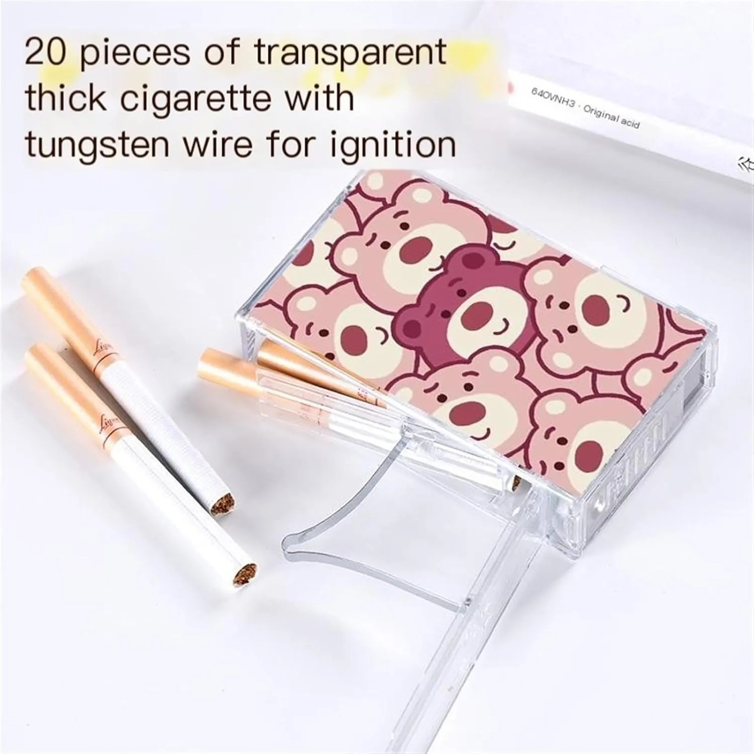 Clear Case Lighter, USB Rechargeable, Windproof, Waterproof, 2-in-1 Portable Lighter, Holds 20 Packs of Cigarettes (Color : E)