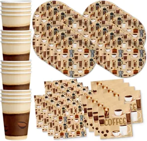 Coffee Birthday Party Supplies Set Plates Napkins Cups Tableware Kit for 16