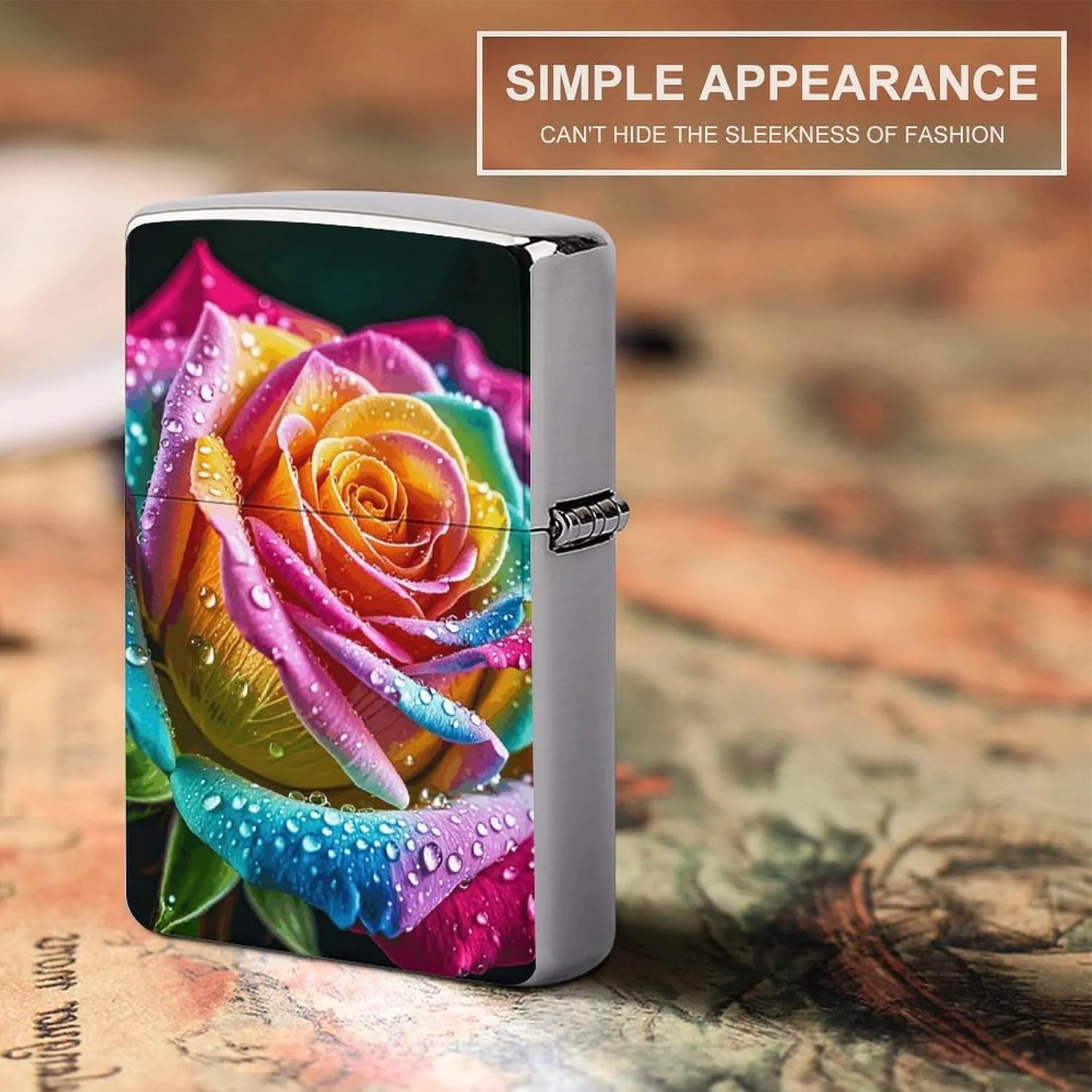 Colorful Rose with WaterLighter Case Waterproof Lighter Sleeve Lighters Protective Cover with Graffiti Design