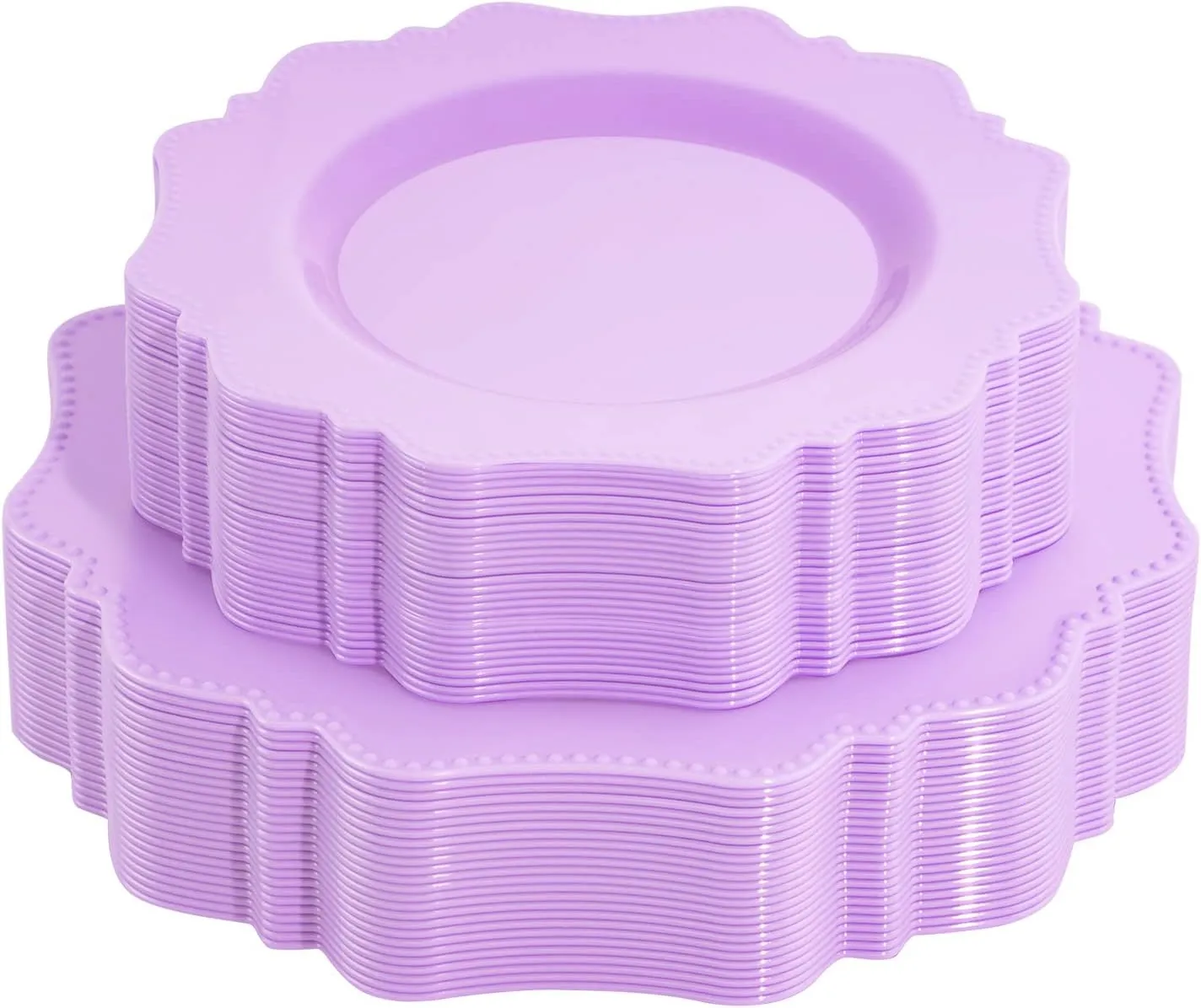 COLOSUS Disposable Lavender Purple Plastic Party Plates 60Pcs set Heavy Duty 30 Dinner plate 10.5” and 30 Salad/Dessert Plate 8.25” for Easter day Party Dinner