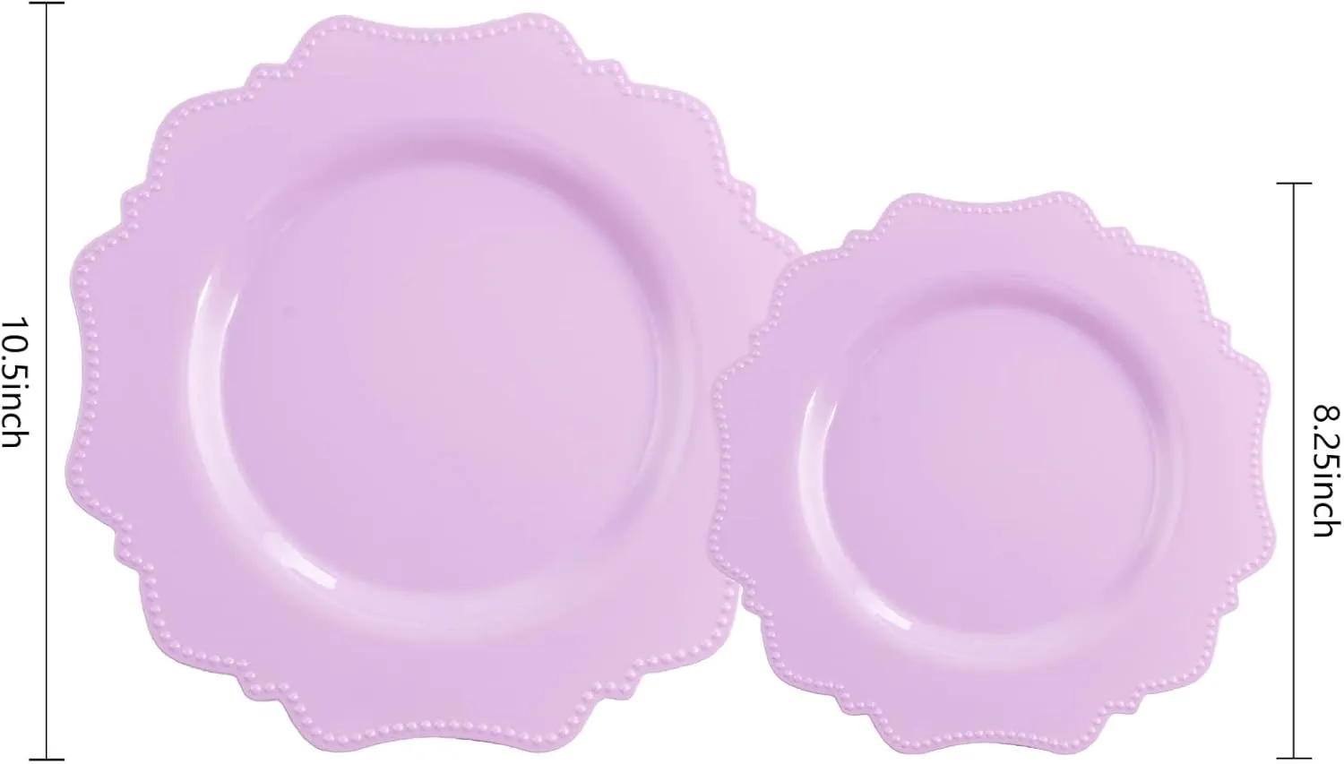 COLOSUS Disposable Lavender Purple Plastic Party Plates 60Pcs set Heavy Duty 30 Dinner plate 10.5” and 30 Salad/Dessert Plate 8.25” for Easter day Party Dinner