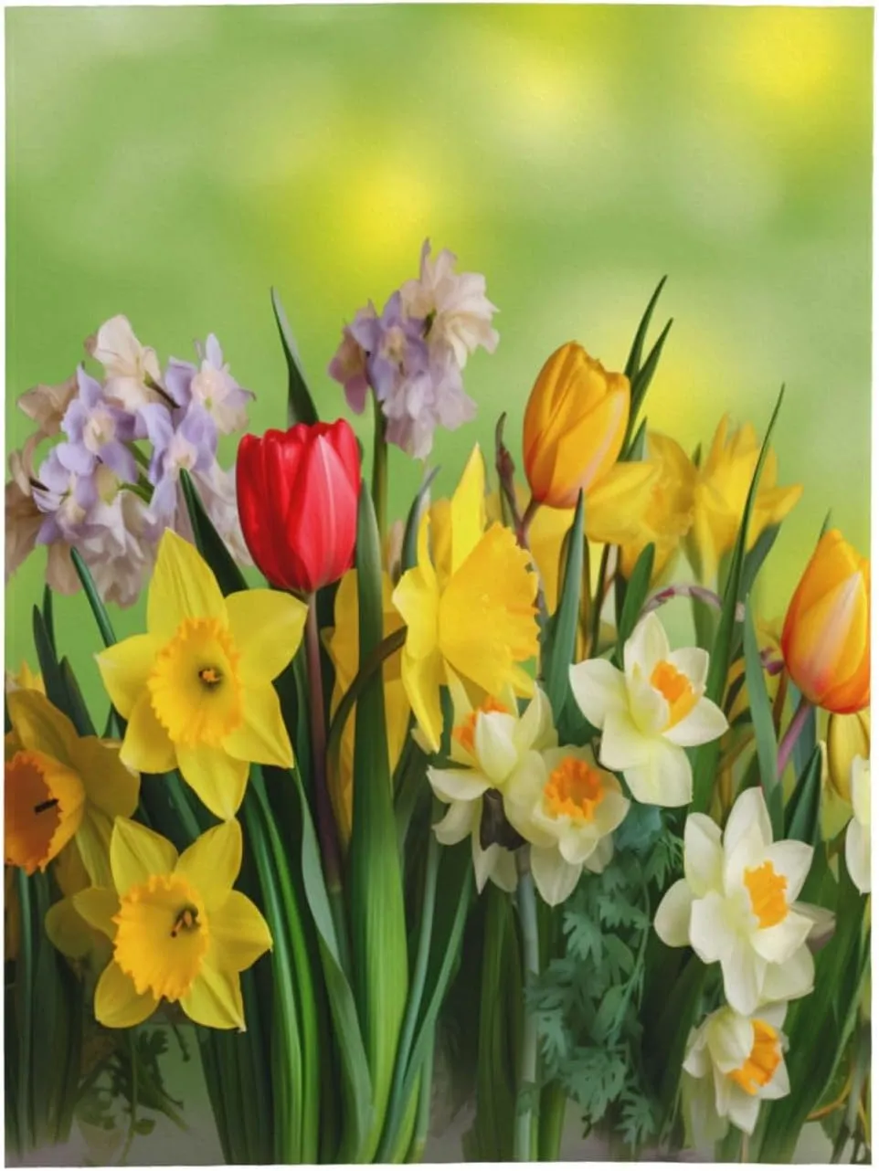 Colourful Flowers Tulips Throw Blankets， Soft Fleece Blanket 60"X50" Couch Cover for Bed Sofa Chair Camping Travel