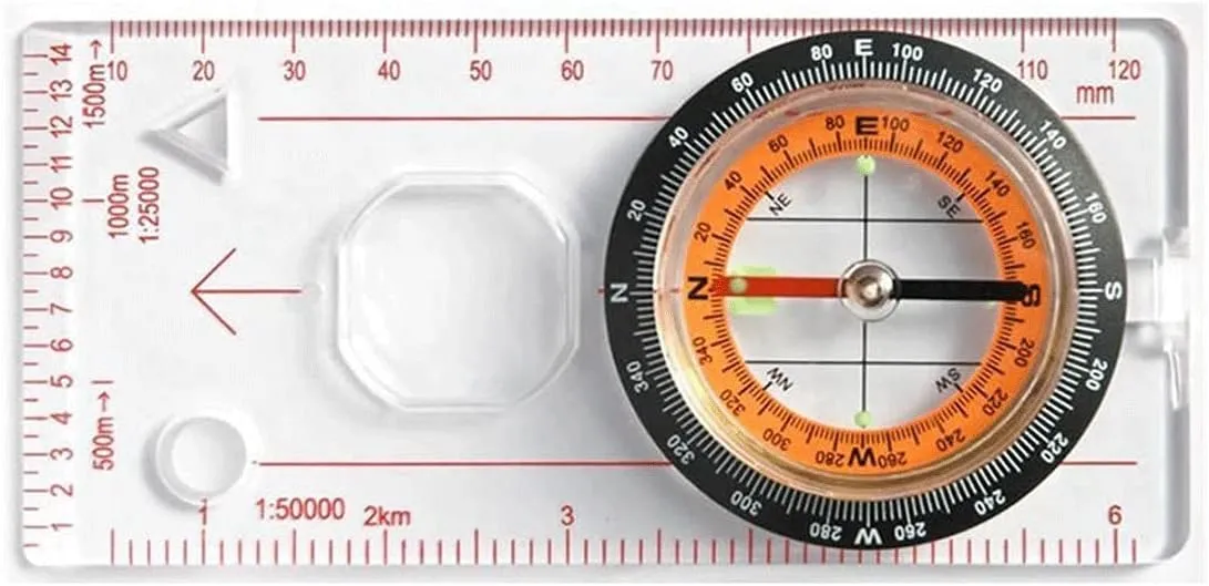 Compass Hiking, Professional Portable Magnifying Compass Ruler Scale Scout Camping Boating Orienteering Map Compass