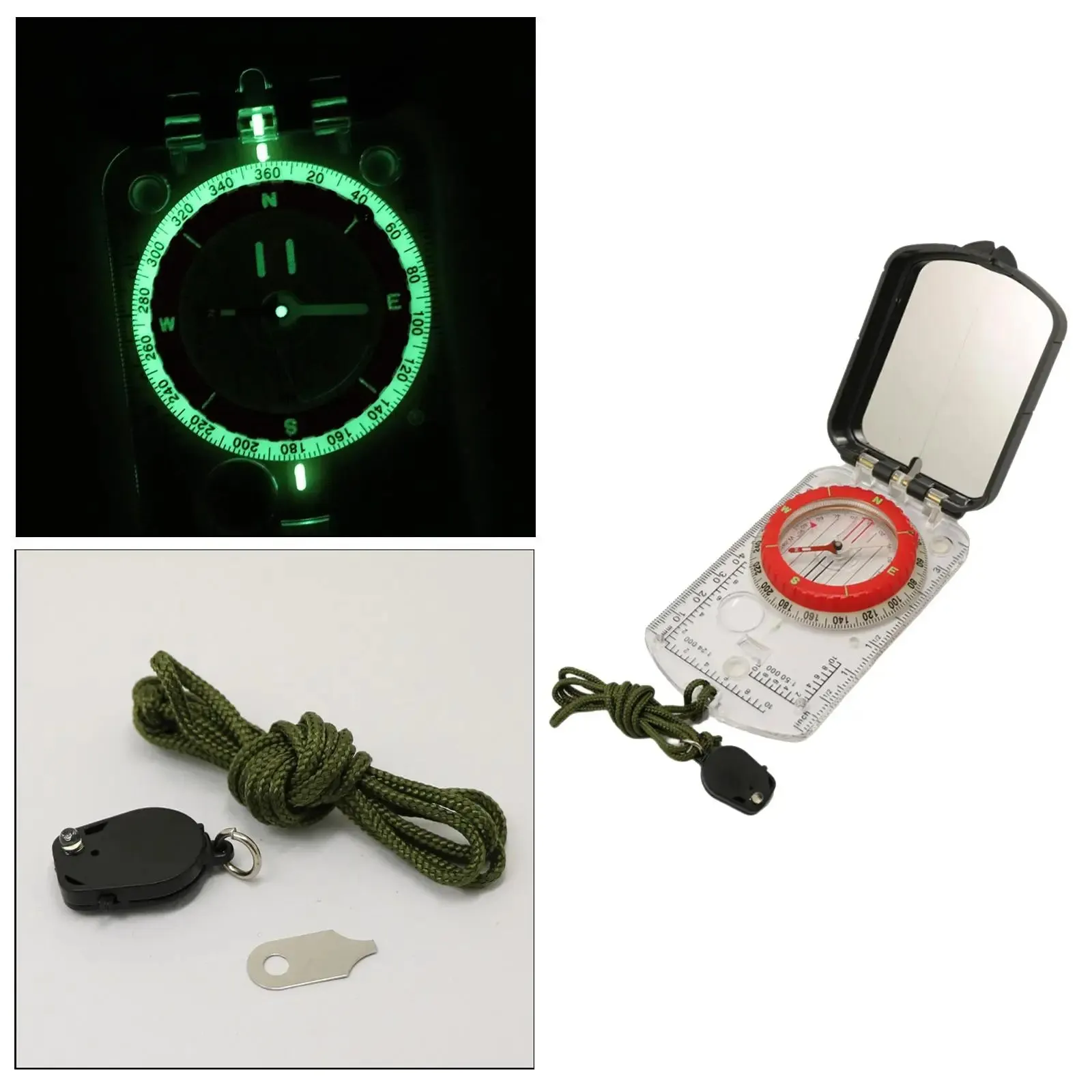 Compass Magnifier Multifunctional Map Ruler Clinometer - Outdoor Boating Navigation Tool