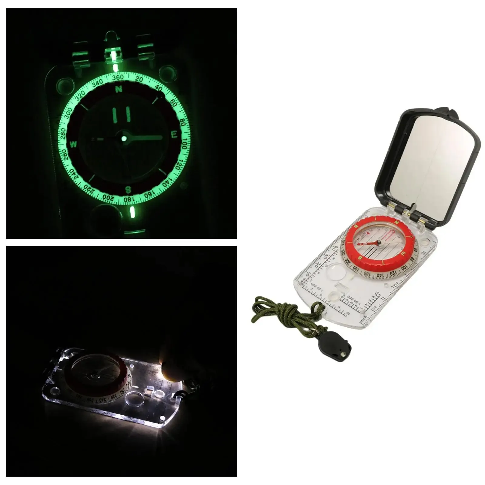 Compass Magnifier Multifunctional Map Ruler Clinometer - Outdoor Boating Navigation Tool