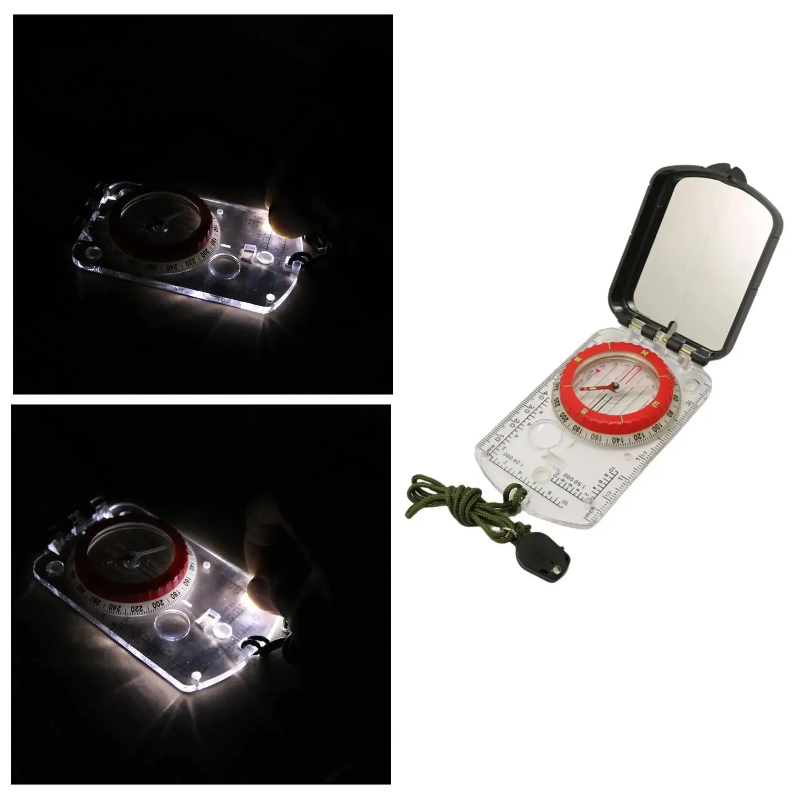 Compass Magnifier Multifunctional Map Ruler Clinometer - Outdoor Boating Navigation Tool
