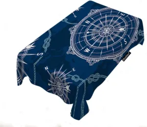 Compass Tablecloth 60x84 Inch World Map Wind Rose Rope Knot Nautical Retro Hand Drawn Navigation Rectangle Picnic Tablecloth BBQ Table Cloth Polyester