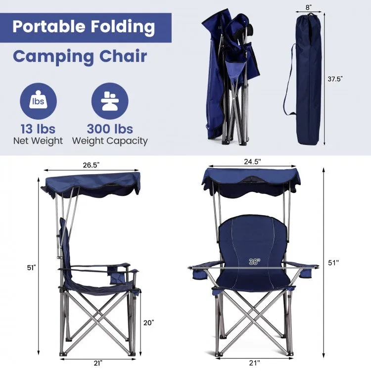 Costway Outdoor Chair with Canopy - Beach Chair and Sunshade Chair Suitable for Camping, Pool, and Beach