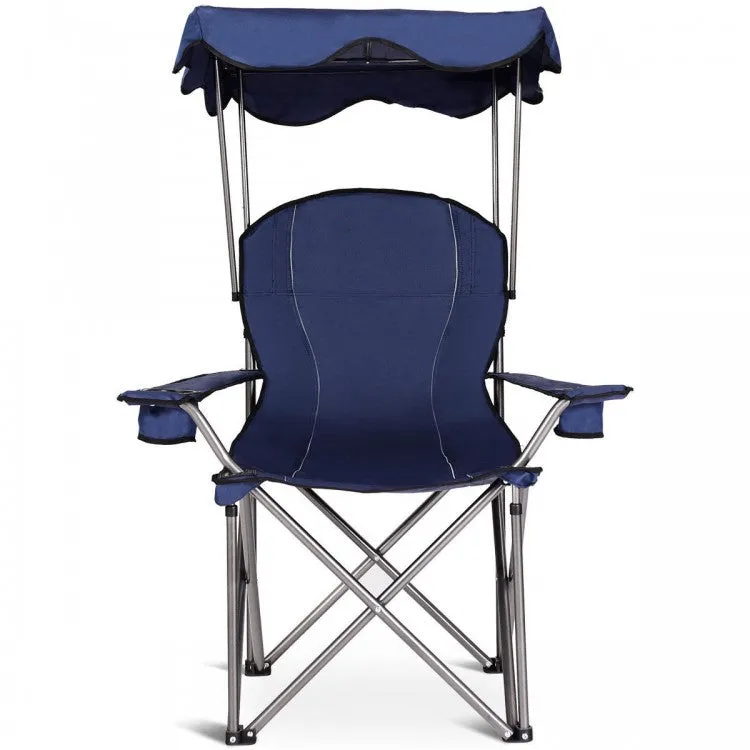 Costway Outdoor Chair with Canopy - Beach Chair and Sunshade Chair Suitable for Camping, Pool, and Beach