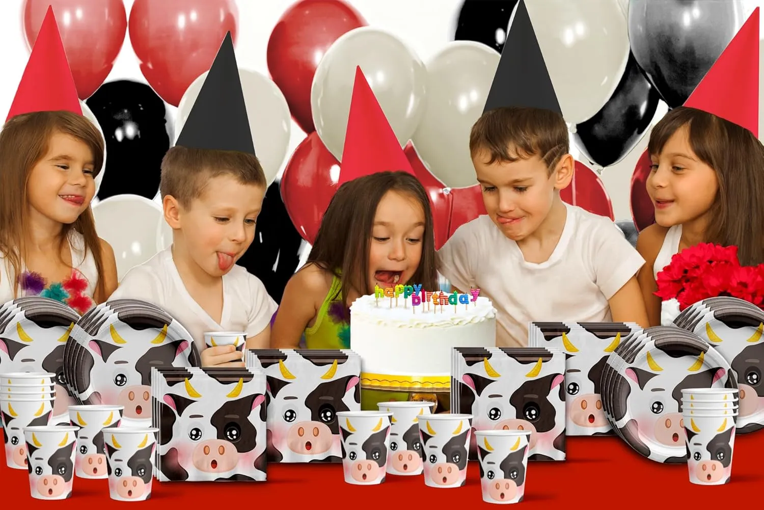 Cow Birthday Party Supplies Set Plates Napkins Cups Tableware Kit for 16