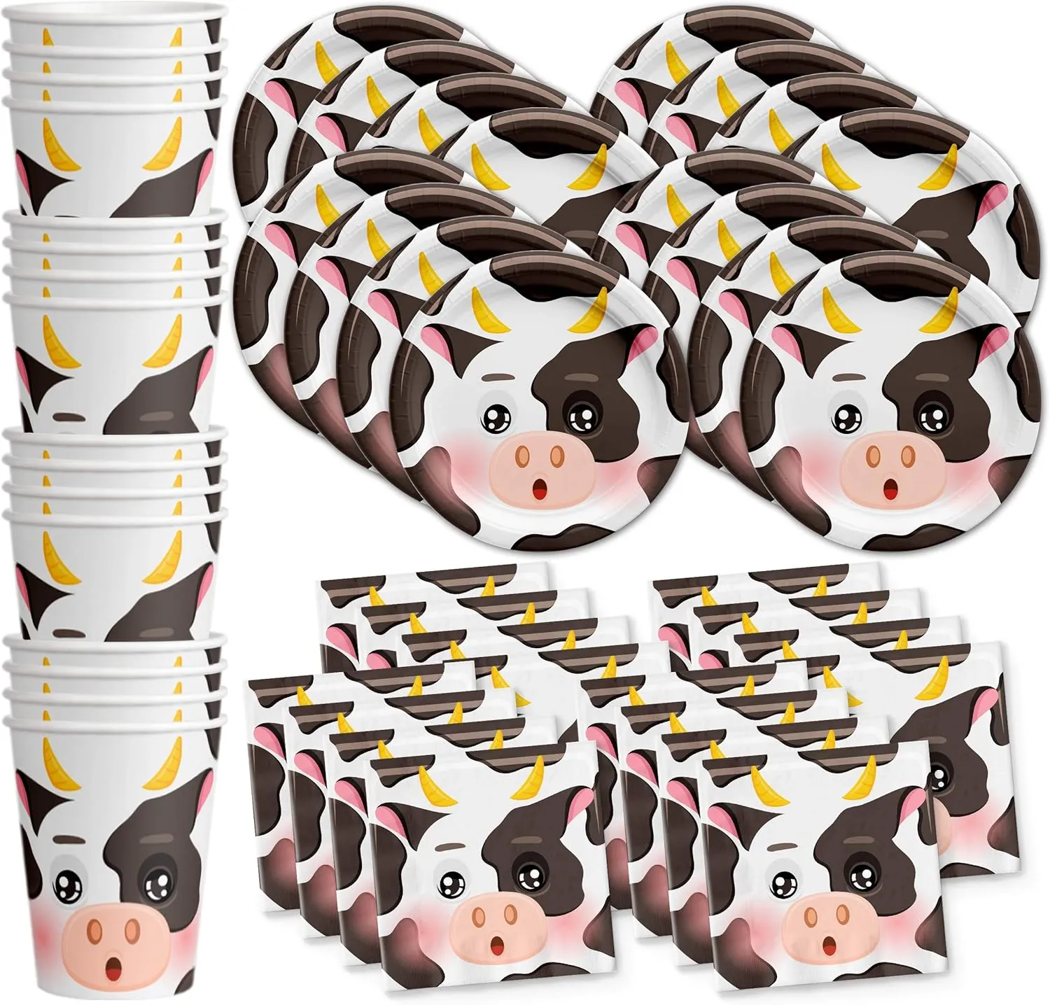 Cow Birthday Party Supplies Set Plates Napkins Cups Tableware Kit for 16