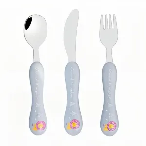Cutlery Set, Stainless Steel Flatware Set,transparent plastic， Spoon Knife and Fork Set,3-Piece Set-304 Stainless Steel Children's Silverware Cutlery Set of Knife, Fork and Spoon Set Cute Cartoon High