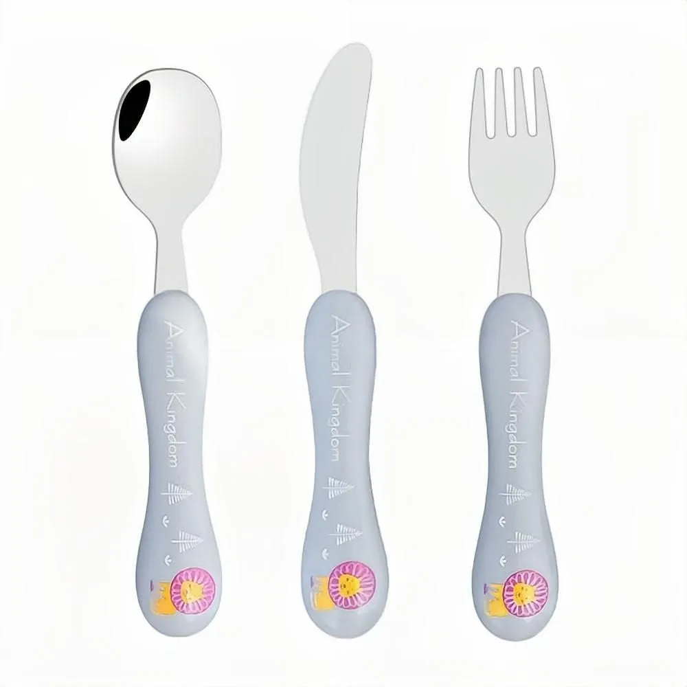 Cutlery Set, Stainless Steel Flatware Set,transparent plastic， Spoon Knife and Fork Set,3-Piece Set-304 Stainless Steel Children's Silverware Cutlery Set of Knife, Fork and Spoon Set Cute Cartoon High