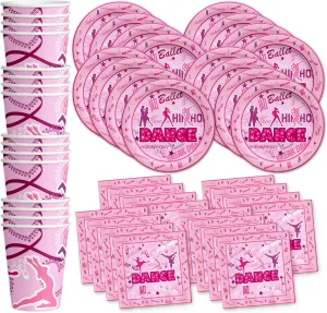 Dance Birthday Party Supplies Set Plates Napkins Cups Tableware Kit for 16