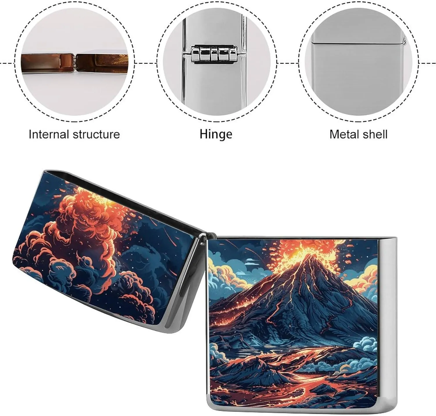 Depicts A Volcano Lighter Case Waterproof Lighter Sleeve Lighters Protective Cover with Graffiti Design