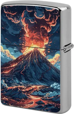 Depicts A Volcano Lighter Case Waterproof Lighter Sleeve Lighters Protective Cover with Graffiti Design