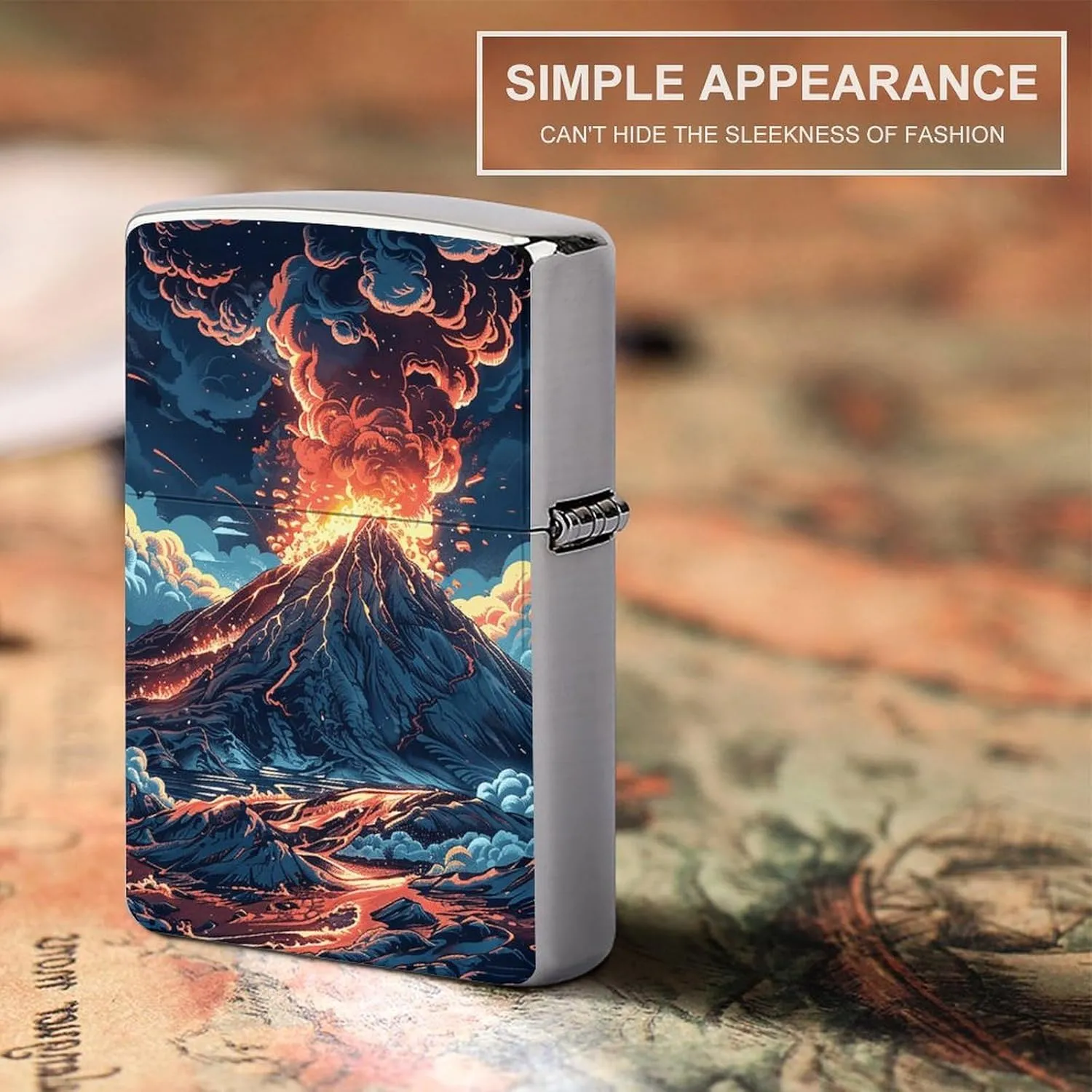 Depicts A Volcano Lighter Case Waterproof Lighter Sleeve Lighters Protective Cover with Graffiti Design