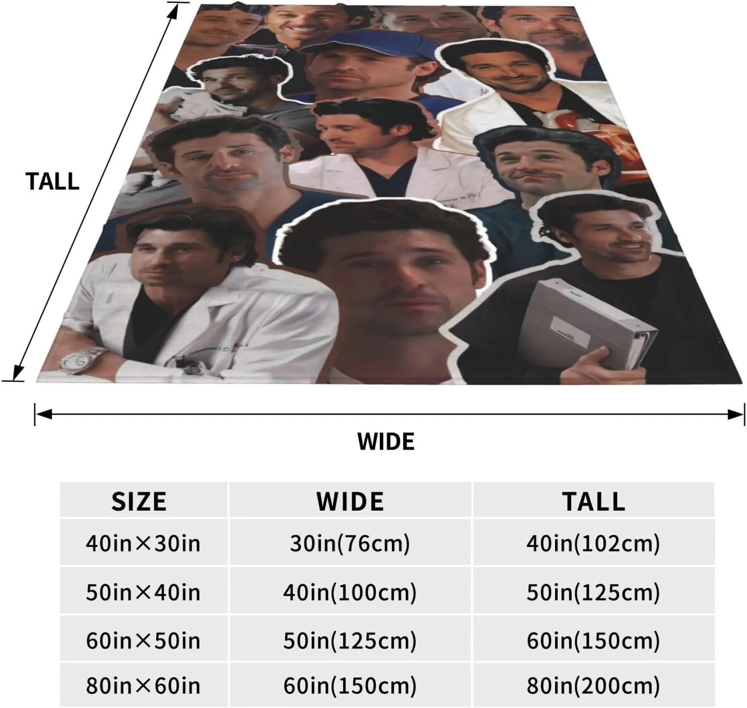 Derek Shepherd Blanket Flannel Fleece Printed Throw Blankets Ultra Soft Micro Warm Blanket for All Season Bedding Chair Sofa Couch Bed 50"x40"