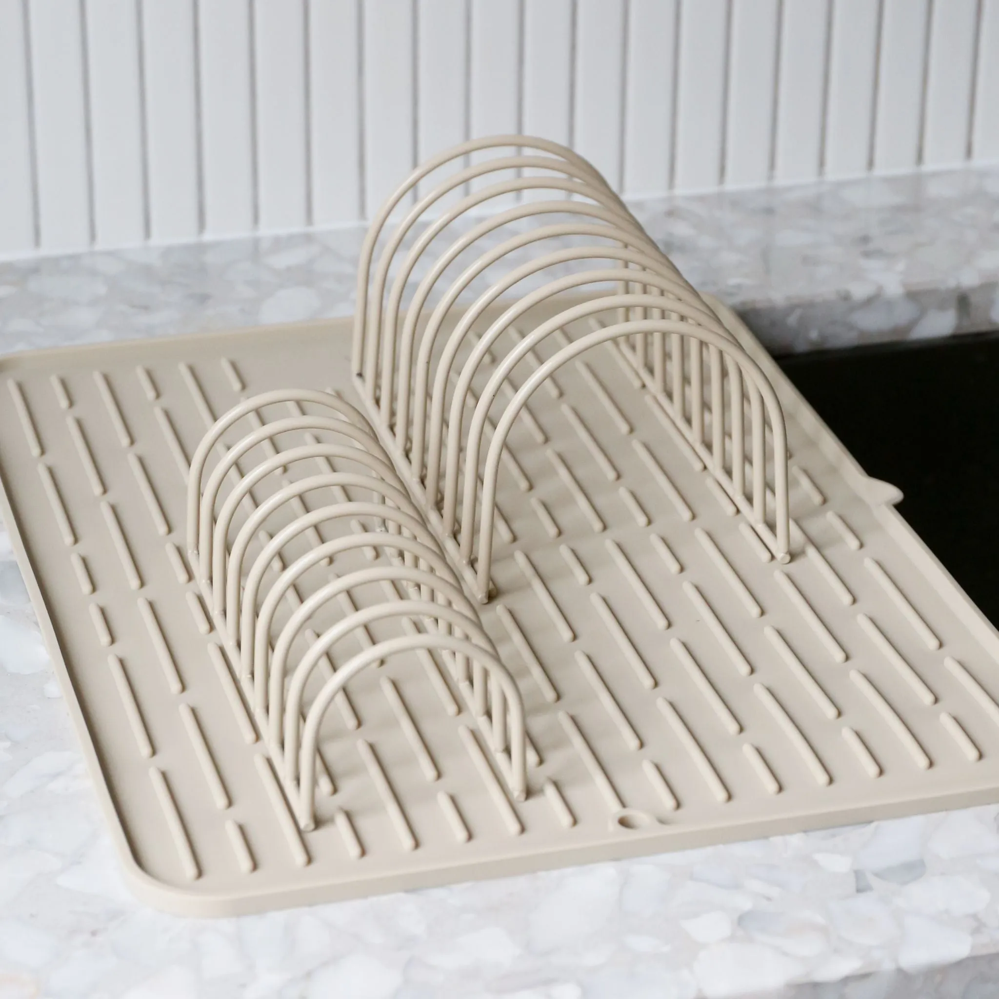 DESIGNSTUFF Dish Drainer, Sand (Set of 2)