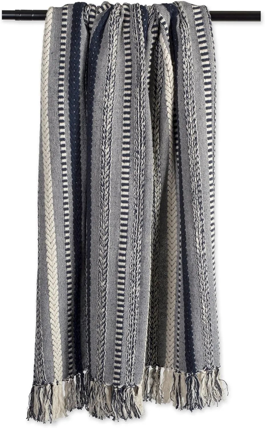DII Braided Striped Decorative Throw Blanket, 50x60, Navy