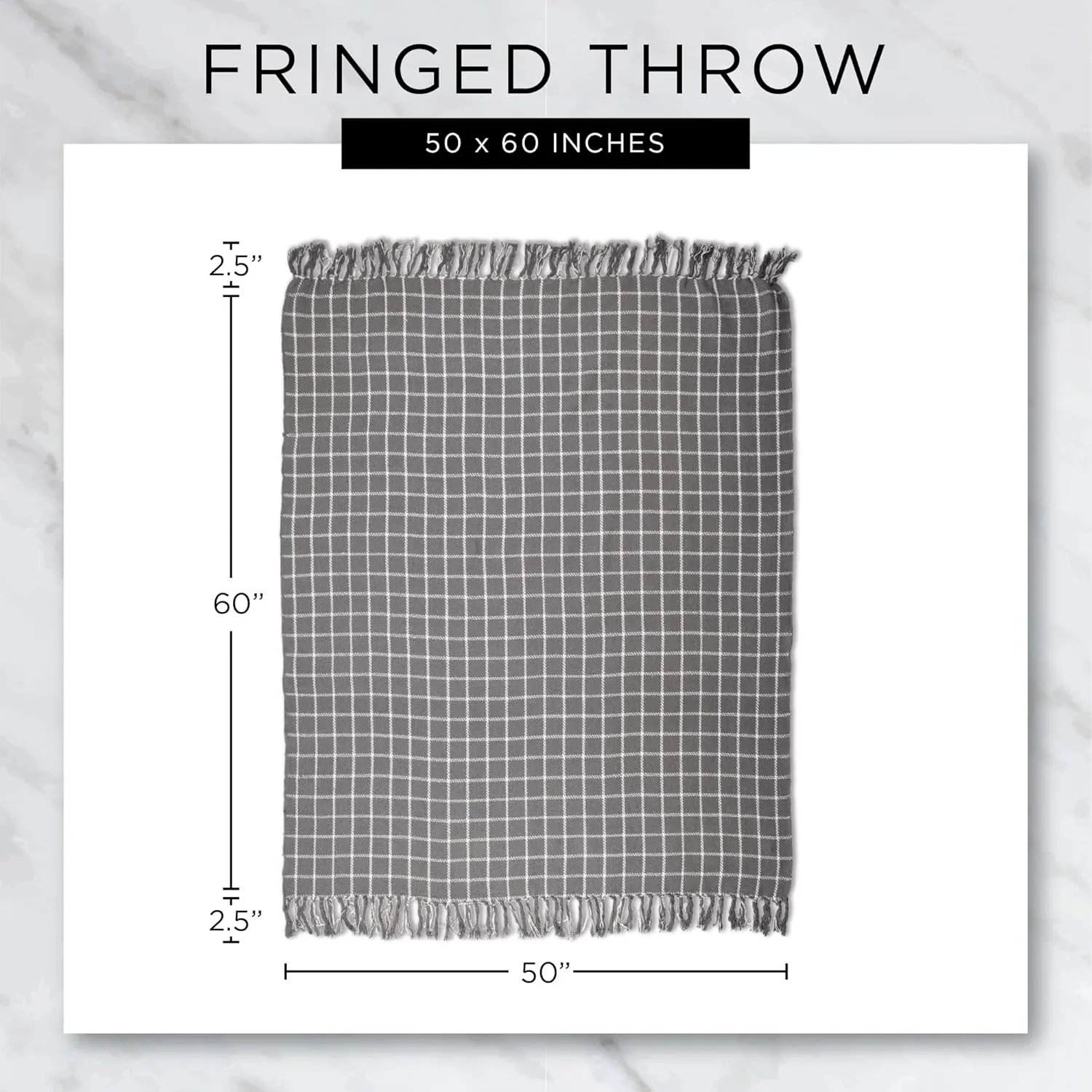 DII Modern Zig Zag Throw Blanket Woven Cotton, Hand-Knotted 2.5" Fringe, 50x60, Natural