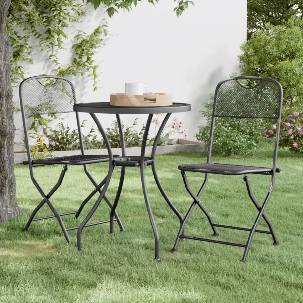 Dining Chairs Outdoor Chair Outdoor Chairs sillas de comedorFolding Patio Chairs 2 pcs Expanded Metal Mesh AnthraciteSuitable for Gardens, courtyards