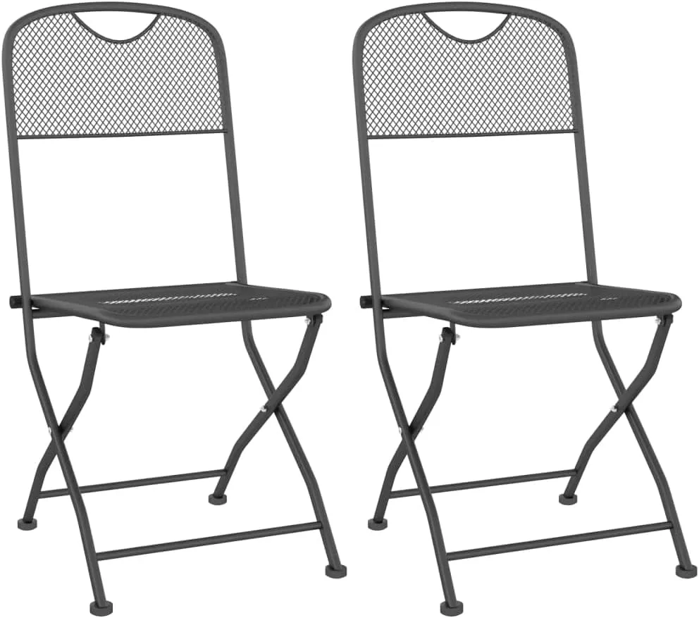 Dining Chairs Outdoor Chair Outdoor Chairs sillas de comedorFolding Patio Chairs 2 pcs Expanded Metal Mesh AnthraciteSuitable for Gardens, courtyards
