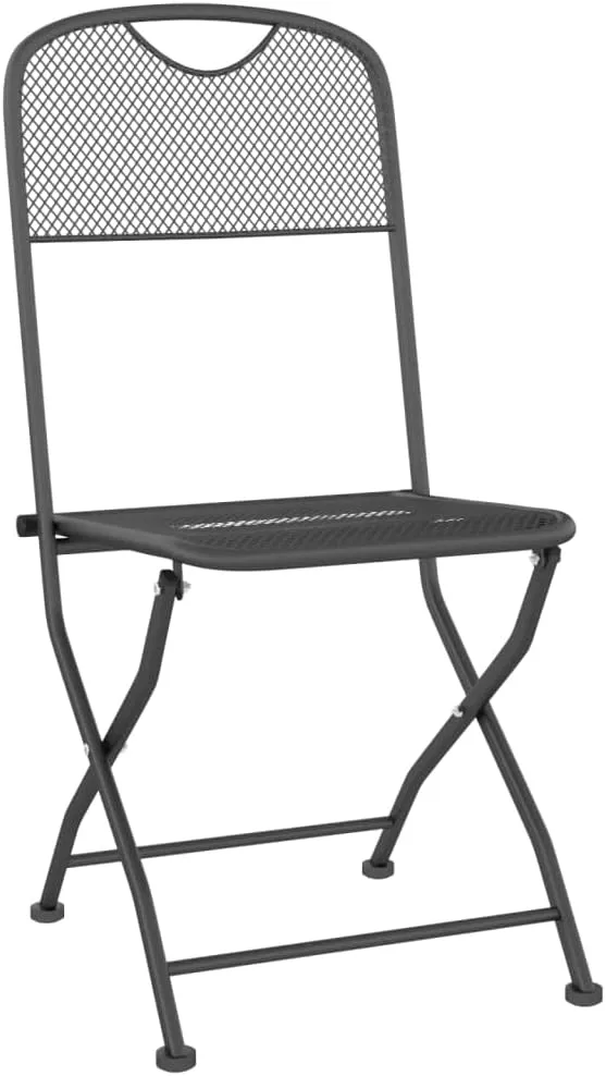 Dining Chairs Outdoor Chair Outdoor Chairs sillas de comedorFolding Patio Chairs 2 pcs Expanded Metal Mesh AnthraciteSuitable for Gardens, courtyards