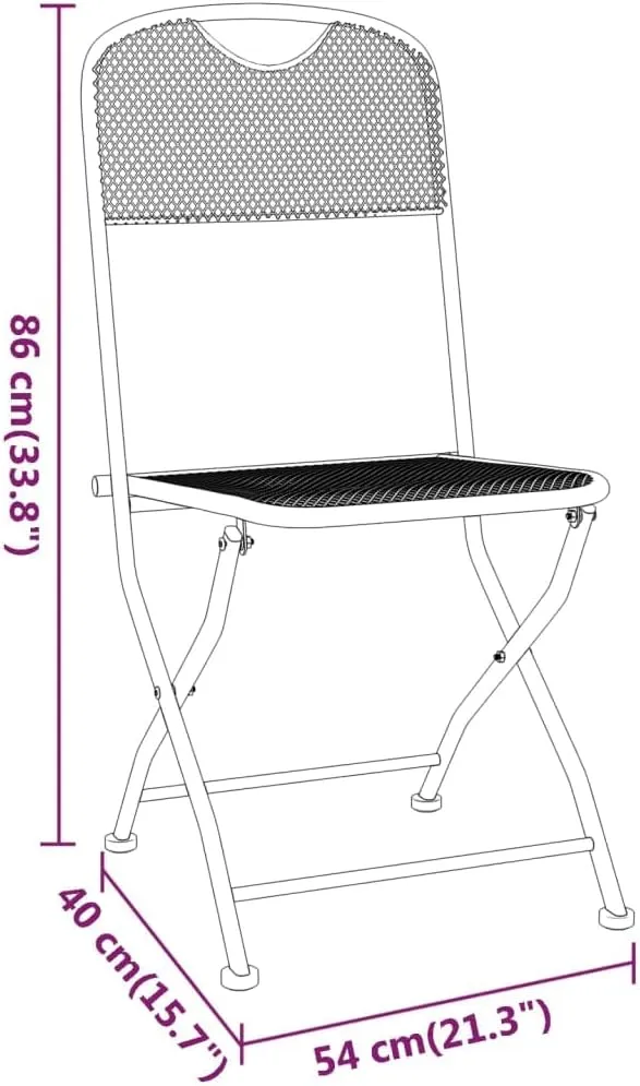 Dining Chairs Outdoor Chair Outdoor Chairs sillas de comedorFolding Patio Chairs 2 pcs Expanded Metal Mesh AnthraciteSuitable for Gardens, courtyards