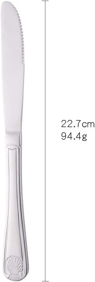 Dinner Knives Shell Pattern Table Knife 8.94 Inch Stainless Steel Flatware Set for Restaurant/Catering, BUY&USE Commercial Quality Silverware Pack of 12