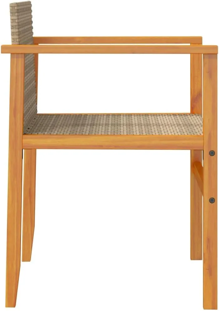 Dinning Chairs Camping Chair Lawn Chairs Kitchen Chairs - Patio Chairs 2 pcs Beige Poly Rattan&Solid Wood for Terrace Garden Outside Beaches