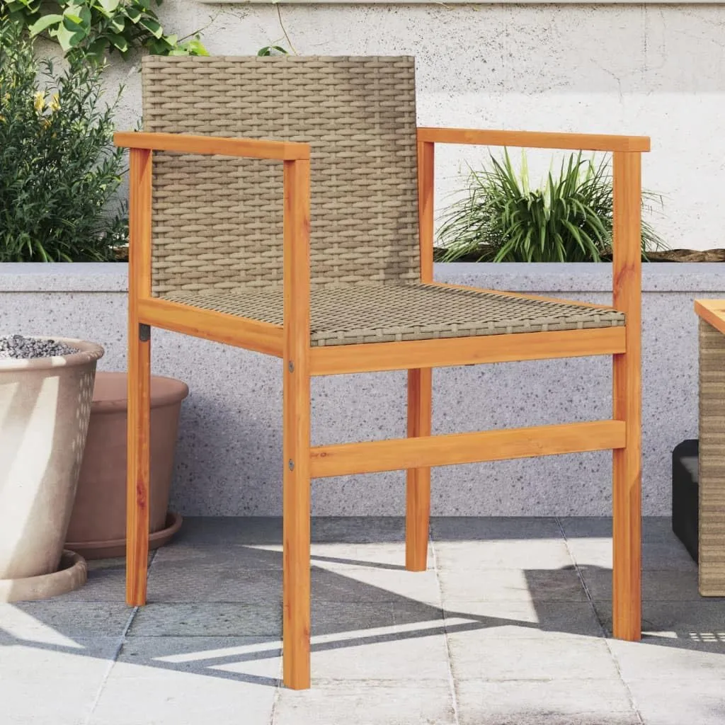 Dinning Chairs Camping Chair Lawn Chairs Kitchen Chairs - Patio Chairs 2 pcs Beige Poly Rattan&Solid Wood for Terrace Garden Outside Beaches