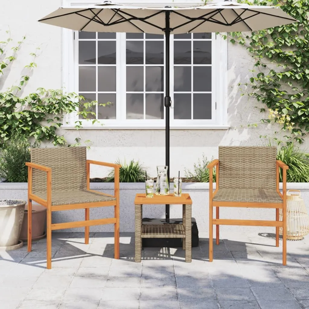 Dinning Chairs Camping Chair Lawn Chairs Kitchen Chairs - Patio Chairs 2 pcs Beige Poly Rattan&Solid Wood for Terrace Garden Outside Beaches