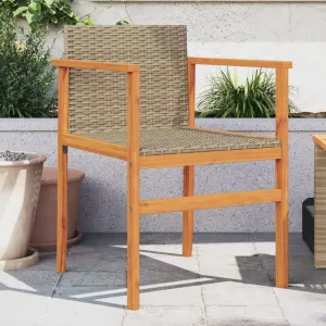 Dinning Chairs Camping Chair Lawn Chairs Kitchen Chairs - Patio Chairs 2 pcs Beige Poly Rattan&Solid Wood for Terrace Garden Outside Beaches
