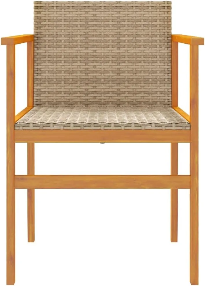 Dinning Chairs Camping Chair Lawn Chairs Kitchen Chairs - Patio Chairs 2 pcs Beige Poly Rattan&Solid Wood for Terrace Garden Outside Beaches