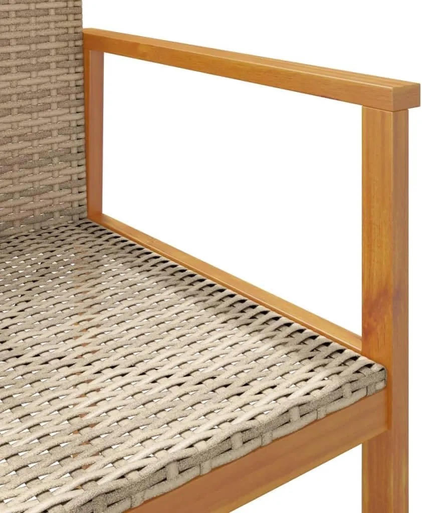 Dinning Chairs Camping Chair Lawn Chairs Kitchen Chairs - Patio Chairs 2 pcs Beige Poly Rattan&Solid Wood for Terrace Garden Outside Beaches