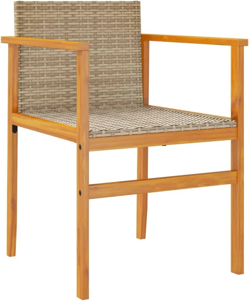 Dinning Chairs Camping Chair Lawn Chairs Kitchen Chairs - Patio Chairs 2 pcs Beige Poly Rattan&Solid Wood for Terrace Garden Outside Beaches