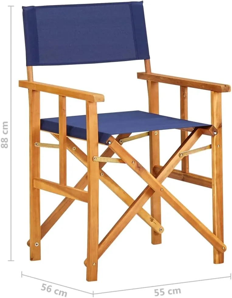 Director's Chair,Outdoor Furniture,Camping Chair,Foldable for Easy Storage and Transport,Used for Campsite, Beach, Sports Pitch,Fishing,Lawn, Deck, Solid Acacia Wood Blue