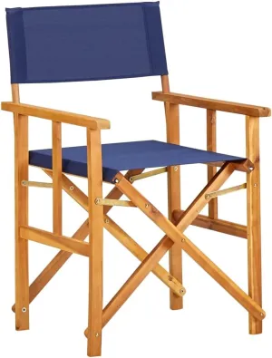 Director's Chair,Outdoor Furniture,Camping Chair,Foldable for Easy Storage and Transport,Used for Campsite, Beach, Sports Pitch,Fishing,Lawn, Deck, Solid Acacia Wood Blue