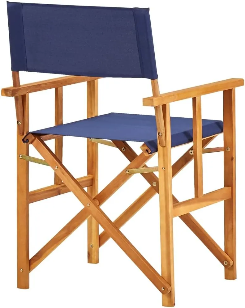 Director's Chair,Outdoor Furniture,Camping Chair,Foldable for Easy Storage and Transport,Used for Campsite, Beach, Sports Pitch,Fishing,Lawn, Deck, Solid Acacia Wood Blue