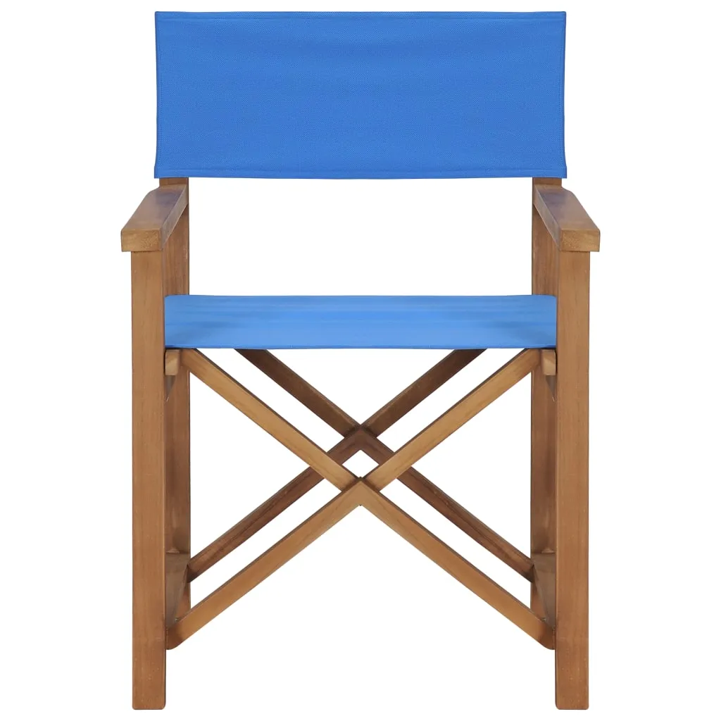 Director's Chairs 2 pcs Solid Teak Wood Blue